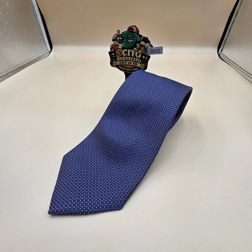 Charles Tyrwhitt Mens Blue Silk Micro Dot Pattern Necktie Jermyn Street London